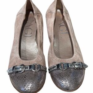 AGL Women's Beige Flats with Metallic Accents
